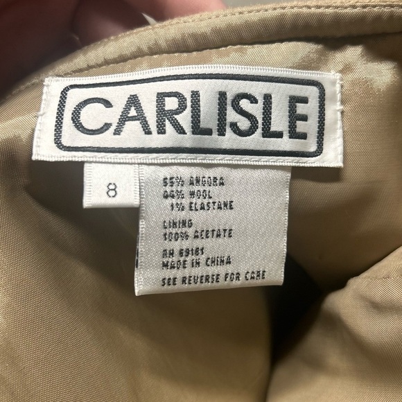 Carlisle Angora Wool Blend Ribbed Straight Pencil Mini Skirt Tan Size 8 - Picture 4 of 6